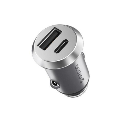Авто З/У Deppa USB A + USB-C, PD, QC 3.0, 38W Silver