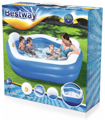 Бассейн надувной Bestway 54153 Family Fun (213х206х69см, 575л.)