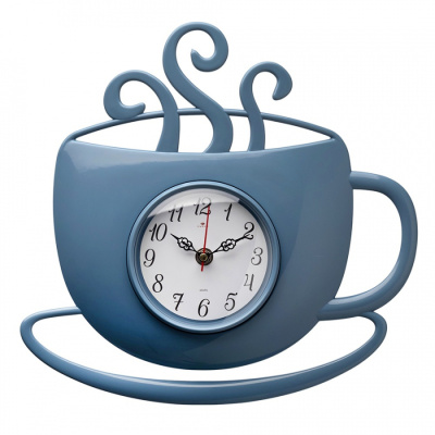 Часы настенные Рубин чашка с дымком 31,5 х30,5 см, корпус синий "Классика"
