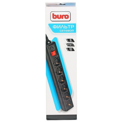 Сетевой фильтр Buro 600SH-1.8-B 1.8M (6 розеток) Black