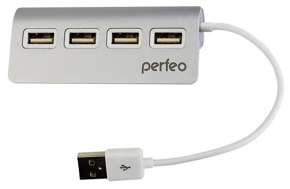 USB HUB Perfeo 4 Port, PF-HYD-6096 серебрянный